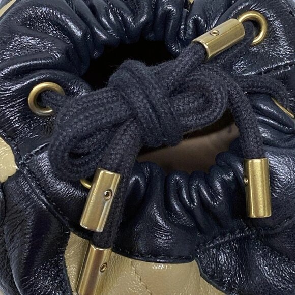 Auth GUCCI GG Marmont Mini Bucket Bag 573817 Black Beige Leather Shoulder Bag - Picture 8 of 15